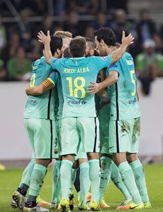 Barca Jubeltraube 28.09.2016, Dortmund, Borussia Mönchengladbach vs. FC Barcelona Barca Â
