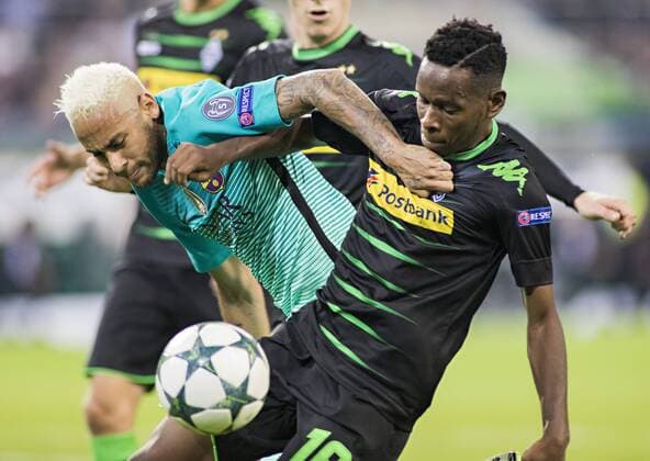 Neymar JR (Barca), Ibrahima Traore (BMG) 28.09.2016, Dortmund, Borussia Mönchengladbach vs. FC Barcelona Barca Â