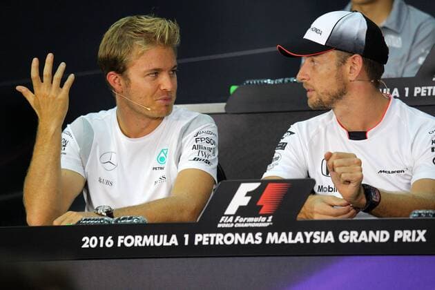 Malaysian Grand Prix, Sepang 29 September - 2 October 2016 29.09.2016 - press conference PK Pressekonferenz Nico Rosberg (GER) Mercedes AMG F1 W07 Hybrid and Jenson Button (GBR) McLaren Honda MP4-31 