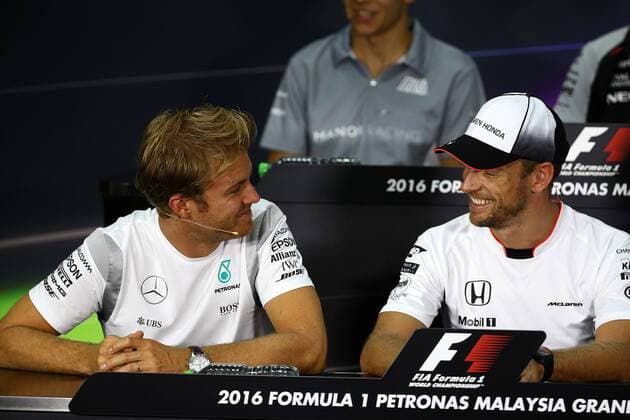 Malaysian Grand Prix, Sepang 29 September - 2 October 2016 29.09.2016 - press conference PK Pressekonferenz Nico Rosberg (GER) Mercedes AMG F1 W07 Hybrid and Jenson Button (GBR) McLaren Honda MP4-31 