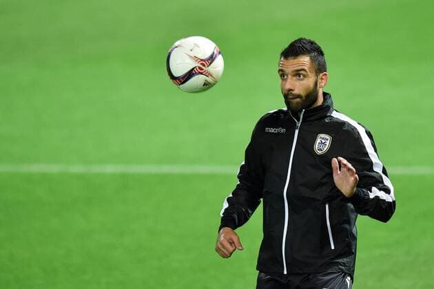 Soccer player of PAOK Jorgos Tzavellas in action during the training session prior to European Football League second round group J match: Slovan Liberec vs PAOK Thessaloniki in Liberec, Czech Republic, September 28, 2016. (CTKxPhoto RadekxPetrasek) CTKPhotoP201609280877501  PER 23