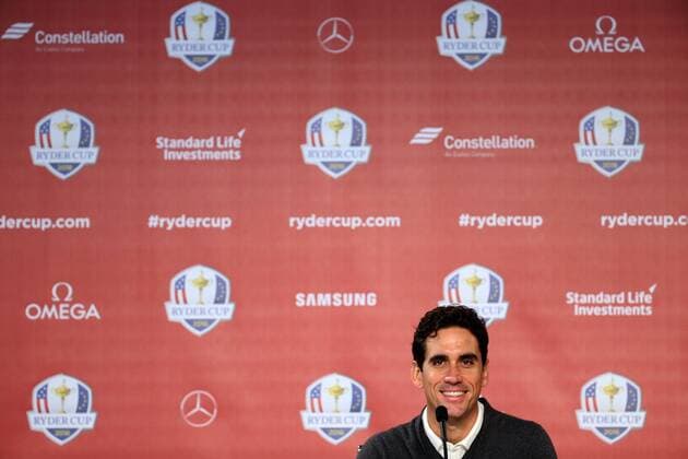 GOLF - Ryder Cup 2016 CHASKA,MINNESOTA,USA,29.SEP.16 - GOLF - Ryder Cup, Hazeltine National Golf Club, press conference PK Pressekonferenz Image shows Rafa Cabrera Bello (ESP). GEPAxpictures xDanielxGoetzhaber
