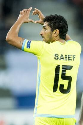 Gent s Kenneth Saief celebrates after scoring during a game on the second day of the group stage (group H) of the Europa League competition between Belgian club KAA Gent and Turkish club Atiker Konyaspor, Thursday 29 September 2016, in Gent. JASPERxJACOBS  x04943685x