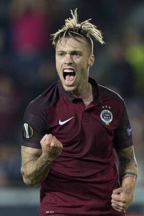 Vaclav Kadlec of Sparta celebrates a goal during the European Football League second round group K match, Sparta Praha vs Inter Milan in Prague, Czech Republic, September 29, 2016. (CTKxPhoto MichalxKamaryt) CTKPhotoP201609290980301  kmt 8