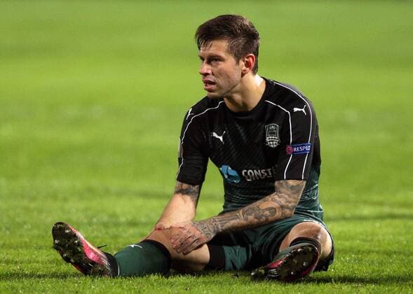 KRASNODAR, RUSSIA - SEPTEMBER 29, 2016: FC Krasnodar s Fyodor Smolov in the 2016 17 UEFA Europe League Group I Round 2 football match against OGC Nice at the Kuban Stadium. Vitaly Timkiv TASS  TS032CBE