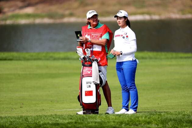 BEIJING, CHINA - SEPTEMBER 29: Lin Xiyu of China in action during the 1st round of the 2016 Reignwood LPGA Golf Damen Classic at Reignwood golf club on September 29, 2016 in Beijing, China.  CFP492963916 