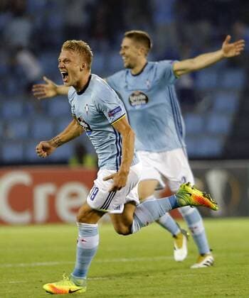 Celta de Vigo s midfielder Daniel Wass celebrates a goal during the UEFA Europa League group G match between Celta de Vigo and Panathinaikos held at the Balaidos Stadium in Vigo, Spain, on 29 September 2016. CELTA - PANATHINAIKOS !ACHTUNG: NUR REDAKTIONELLE NUTZUNG!  20160929-636107801470407647