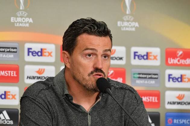 GER, UEFA EL, FC Schalke 04 (GER) vs. RB Salzburg (AUT) 29.09.2016, Veltins-Arena , Gelsenkirchen , UEFA Europa Leaque, Gruppe I, im Bild: Pressekonferenz Cheftrainer Coach Óscar García Junyent (RB Salzburg (AUT)) Foto © nordphoto Meuter nordphotox xMeuter
