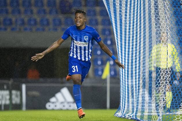 Genk s Leon Bailey celebrates after scoring during a game on the second day of the group stage (group F) of the Europa League competition between Belgian soccer team KRC Genk and Italian club US Sassuolo Calcio in Genk, Thursday 29 September 2016. KRISTOFxVANxACCOM  x04943960x