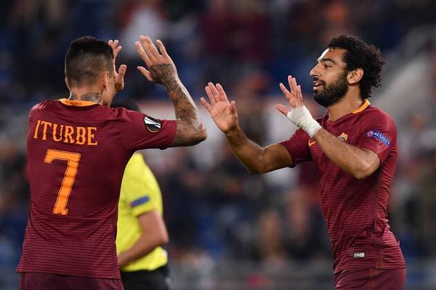 Fußball Europa League 2016 2017 AS Rom - Astra Giurgiu Torjubel Mohamed Salah 