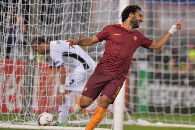 Torjubel Mohamed Salah Roma. Goal celebration. Fußball Champions League 2016 2017 AS Roma - Astra Giurgiu AntoxBaldassarre