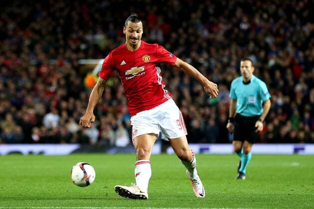 Zlatan Ibrahimovic of Manchester United ManU during the UEFA Europa League match at Old Trafford Stadium, Manchester. Picture date: September 29th, 2016. Pic Matt McNulty Sportimage EDITORIAL USE ONLY. No use with unauthorised audio, video, data, fixture lists, club league logos or live services. Online in-match use limited to 120 images, no video emulation. No use in betting, games or single club league player publications.