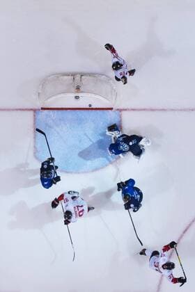 Kanadas Joe Thornton, Sidney Crosby, Patrice Bergeron, Europas Jaroslav Halak - Toronto - Eishockey, World Cup of Hockey, Nationalteam Länderspiel, Finale, Europa vs. Kanada.  Copyright: JOELxMARKLUND BB160929JM035