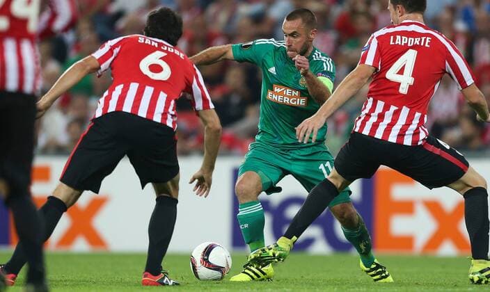 SOCCER - UEFA EL, Bilbao vs Rapid BILBAO,SPAIN,29.SEP.16 - SOCCER - UEFA Europa League, group stage, Athletic Club Bilbao vs SK Rapid Wien. Image shows Steffen Hofmann (Rapid). Keywords: Wien Energie. GEPAxpictures xPhilippxBrem