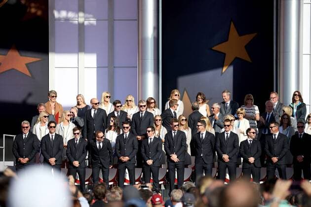GOLF - Ryder Cup 2016 CHASKA,MINNESOTA,USA,29.SEP.16 - GOLF - Ryder Cup, Hazeltine National Golf Club, opening ceremony. Image shows the team of Europe. GEPAxpictures xDanielxGoetzhaber