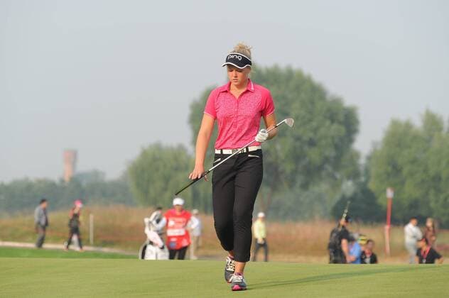 BEIJING, CHINA - SEPTEMBER 30: Brooke M. Henderson of Canada in action during the second round of the 2016 Reignwood LPGA Golf Damen Classic at Reignwood golf club on September 30, 2016 in Beijing, China.  CFP493037203 