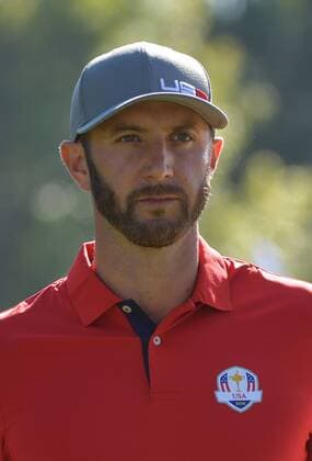 USA team member Dustin Johnson (L) is seen on the 13th hole during day 1 of the 2016 Ryder Cup at Hazeltine National Golf Club in Chaska, Minnesota on September 30, 2016.  MIN20160930307 KEVINxDIETSCH