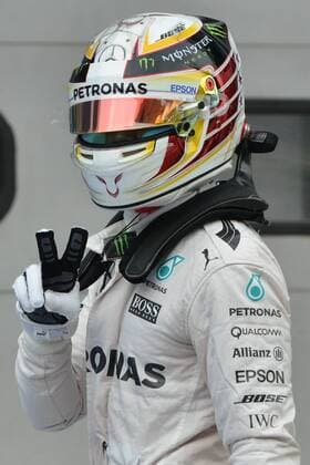(161001) -- SEPANG, Oct. 1, 2016 -- Mercedes AMG Petronas F1 Team s British driver Lewis Hamilton celebrates taking pole position during the qualifying session of the Formula One Malaysian Grand Prix in Sepang, Malaysia, Oct. 1, 2016. ) (SP)MALAYSIA-SEPANG-F1-MALAYSIAN GRAND PRIX-PRACTICE ChongxVoonxChung 