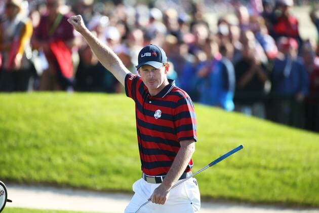 GOLF - Ryder Cup 2016 CHASKA,MINNESOTA,USA,01.OKT.16 - GOLF - Ryder Cup, Hazeltine National Golf Club. Image shows the rejoicing of Brandt Snedeker (USA). GEPAxpictures xDanielxGoetzhaber