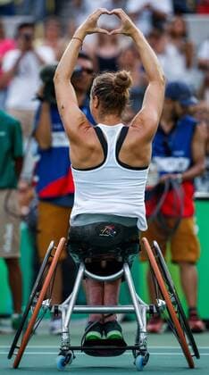 Sep 15, 2016 - Rio de Janeiro, Brazil - Jiske Griffioen NED wins the Gold Medal against Aniek Van Koot NED in the Women s Singles Gold Medal Match. At the Olympic Tennis Centre. The Paralympic Games, Rio de Janeiro, Brazil, Thursday 15th September 2016. . Paralympic Games Rio 2016 - ZUMAz03_