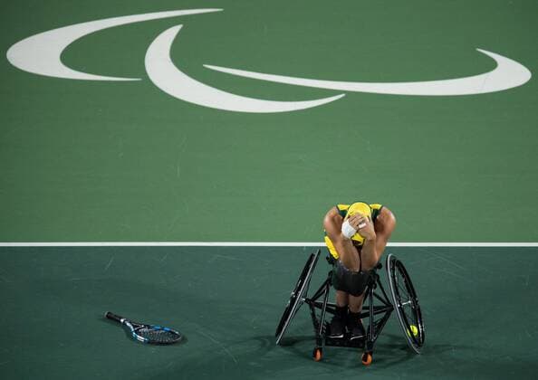 Sep 14, 2016 - Rio de Janeiro, Brazil - Dylan Alcott AUS wins the Gold Medal against Andy Lapthorne GBR in the Quad Singles Gold Medal Match. Wheelchair Tennis at the Olympic Tennis Centre. The Paralympic Games, Rio de Janeiro, Brazil, Wednesday 14th September 2016. . Paralympic Games Rio 2016 - ZUMAz03_