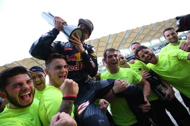 Malaysian Grand Prix, Sepang 29 September - 2 October 2016 02.10.2016 - Race, Celebration, Daniel Ricciardo (AUS) Red Bull Racing RB12 race winner 