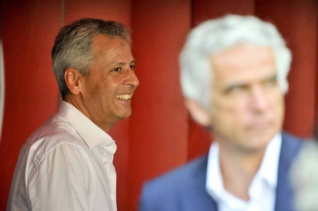 Fußball, OGC Nizza - FC Lorient Lucien Favre - (coach ogcnice) - Jean Pierre Rivere (president ogcnice) FOOTBALL : OGC Nice vs FC Lorient - Ligue 1 - 02 10 2016 NorbertScanella Panoramic 