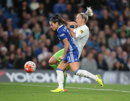October 5, 2016 - London, England, United Kingdom - Zsanett Jakabfi of Vfl Wolfsburg scores hier sides second goal during UEFA Women Champion League Round of 32 match between Chelsea Ladies ..and VFL Wolfsburg Ladies at Stamford Bridge, London, England on 5th October 2016 Chelsea Ladies v Wolfsburg: UEFA Womens Champions League  - ZUMAn230