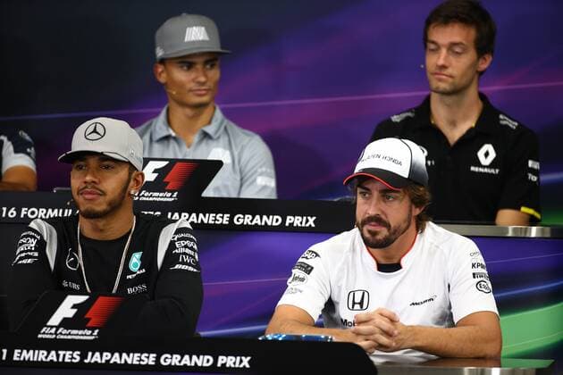 Japanese Grand Prix, Suzuka 6 - 9 October 2016 06.10.2016 - press conference PK Pressekonferenz Lewis Hamilton (GBR) Mercedes AMG F1 W07 Hybrid and Fernando Alonso (ESP) McLaren Honda MP4-31 