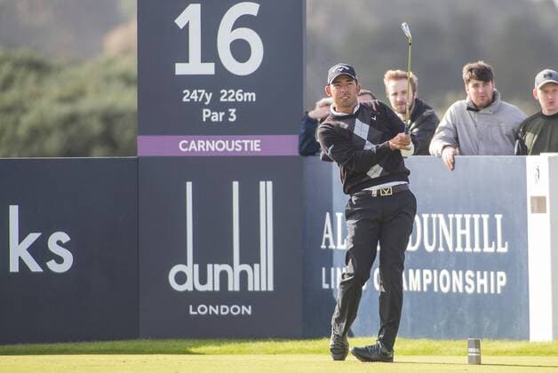 06.10.2016. Carnoustie Golf Course, Fife, Scotland. Alfred Dunhill Links Championship Golf 1st Round. Pablo Larrazabal Teeing off the 16th tee at the Dunhill Championship Golf at Carnoustie Golf Course. xDuncanxMcGlynnx  ActionPlus11797177