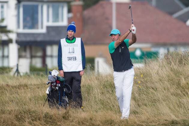 06.10.2016. Carnoustie Golf Course, Fife, Scotland. Alfred Dunhill Links Championship Golf 1st Round. Ahmed Tayeb hitting from the rough after finding his ball on the 17th Hole at the Carnoustie Golf Course in Scotland as part of the Dunhill Championship Golf. xDuncanxMcGlynnx  ActionPlus11797189