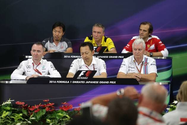 Japanese Grand Prix, Suzuka 6 - 9 October 2016 07.10.2016 - press conference PK Pressekonferenz Paddy Lowe (GBR) Mercedes AMG F1 Executive Director, Yusuke Hasegawa (JPN) Head of Honda F1 Programme and Pat Symonds (GBR) Williams Chief Technical Officer. 
