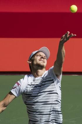 October 7, 2016 - Tokyo, Tokyo, Japan - David Goffin (BEL) serves against Joao Sousa (POR) in their men s singles quarterfinal match during the japan Open tennis at the Ariake Coliseum, Tokyo. David Goffin defeated Joao Sousa with a 2-1 World News - October 7, 2016 - ZUMAc166