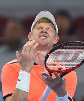 (161007) -- BEIJING, Oct. 7, 2016 -- Kyle Edmund of Britain reacts during his men s singles quarterfinal match against his compatriot Andy Murray at the China Open tennis tournament in Beijing, capital of China, Oct. 7, 2016. Andy Murray won by 2-0. ) (SP)CHINA-BEIJING-TENNIS-CHINA OPEN (CN) LixWen 