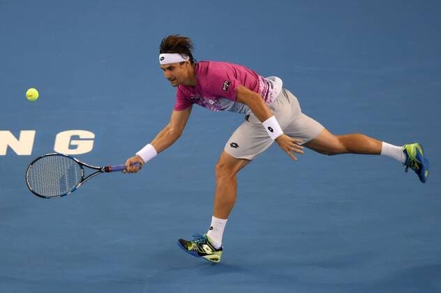 (161007) -- BEIJING, Oct. 7, 2016 -- David Ferrer of Spain hits a return to Alexander Zverev of Germany during their men s singles quarterfinal match at the China Open tennis tournament in Beijing, capital of China, Oct. 7, 2016. David Ferrer won by 2-1. ) (SP)CHINA-BEIJING-TENNIS-CHINA OPEN (CN) JuxHuanzong 