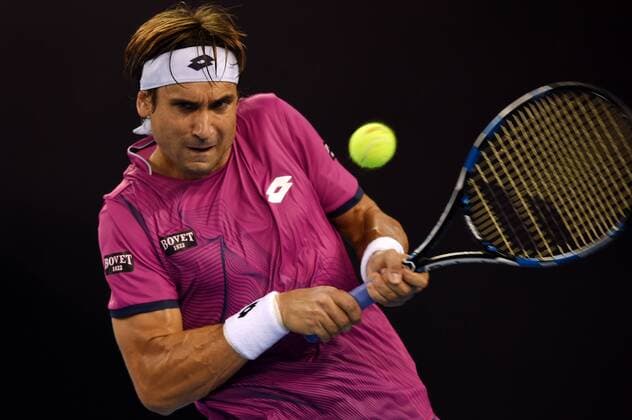 (161007) -- BEIJING, Oct. 7, 2016 -- David Ferrer of Spain hits a return to Alexander Zverev of the Germany during their men s singles quarterfinal match at the China Open tennis tournament in Beijing, capital of China, Oct. 7, 2016. David Ferrer won by 2-1. ) (SP)CHINA-BEIJING-TENNIS-CHINA OPEN (CN) JuxHuanzong 
