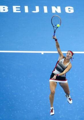 BEIJING, CHINA - OCTOBER 07: Yaroslava Shvedova of Kazakhstan returns a shot against Alize Cornet of France during the Women s singles third round match on day seven of the 2016 China Open at the China National Tennis Centre on October 7, 2016 in Beijing, China.  CFP493438575 