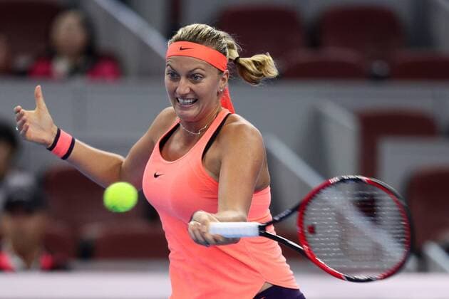 BEIJING, CHINA - OCTOBER 07: Petra Kvitova of the Czech Republic returns a shot against Madison Keys of U.S.A during the Women s singles quarterfinals match on day seven of the 2016 China Open at the China National Tennis Centre on October 7, 2016 in Beijing, China.  CFP493443730 