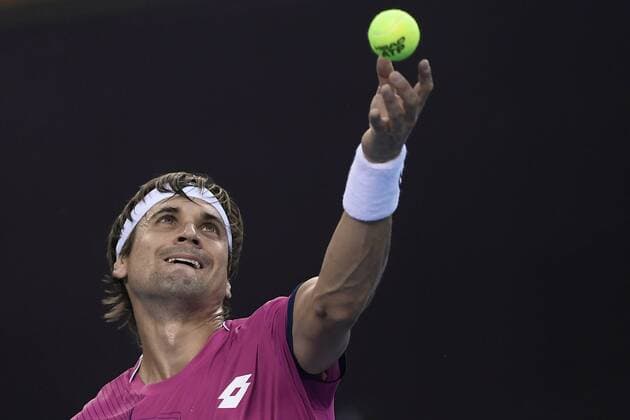 BEIJING, CHINA - OCTOBER 07: David Ferrer of Spain serves the ball against Mischa Zverev of Germany during the Men s singles quarterfinals match on day seven of the 2016 China Open at the China National Tennis Centre on October 7, 2016 in Beijing, China.  CFP493450541 