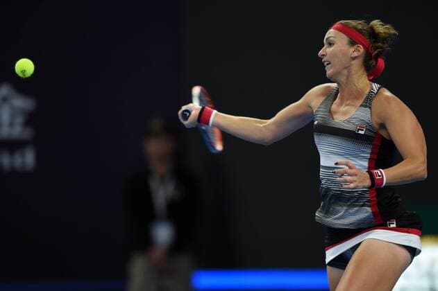 (161008) -- BEIJING, Oct. 7, 2016 -- Yaroslava Shvedova of Kazakhstan returns a shot during her women s singles quarterfinal match against Agnieszka Radwanska of Poland at the China Open tennis tournament in Beijing, capital of China, Oct. 7, 2016. Agnieszka Radwanska won 2-0. ) (SP)CHINA-BEIJING-TENNIS-CHINA OPEN (CN) JuxHuanzong 