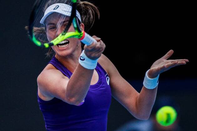 BEIJING, CHINA - OCTOBER 08: Johanna Konta of Great Britain returns a shot during the Women s singles semifinals against Madison Keys of the United States on day eight of the 2016 China Open at the China National Tennis Centre on October 8, 2016 in Beijing, China.  CFP493487669 