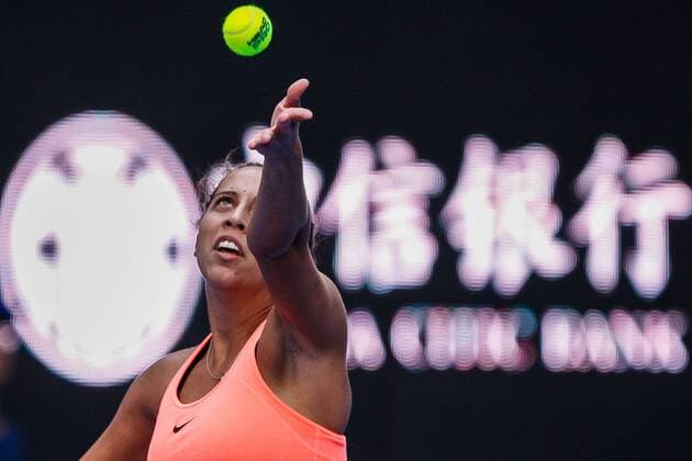 BEIJING, CHINA - OCTOBER 08: Madison Keys of the United States serves during the Women s singles semifinals against Johanna Konta of Great Britain on day eight of the 2016 China Open at the China National Tennis Centre on October 8, 2016 in Beijing, China.  CFP493487668 
