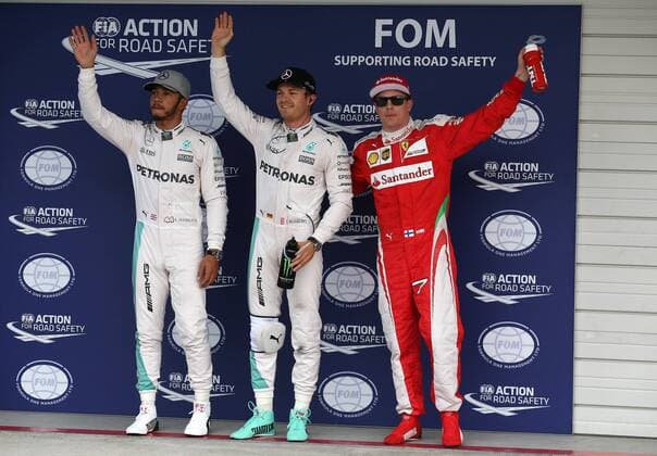 Polejubel, Lewis Hamilton; Nico Rosberg; Mercedes Grand Prix, Kimi Raiikkoenen, Scuderia Ferrari, formula 1 GP, Japan in Suzuka, 08.10.2016 Photo:mspb Lukas Gorys Polejubel, Lewis Hamilton; Nico Rosberg; Kimi Raikkoenen, formula 1 GP, Japan
