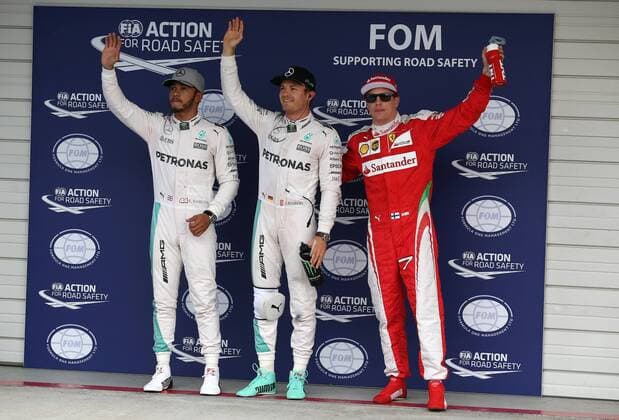 Polejubel, Lewis Hamilton; Nico Rosberg; Mercedes Grand Prix, Kimi Raiikkoenen, Scuderia Ferrari, formula 1 GP, Japan in Suzuka, 08.10.2016 Photo:mspb Lukas Gorys Polejubel, Lewis Hamilton; Nico Rosberg; Kimi Raikkoenen, formula 1 GP, Japan