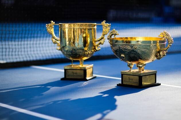 BEIJING, CHINA - OCTOBER 08: The champion trophies of the 2016 China Open at the China National Tennis Centre on October 8, 2016 in Beijing, China.  CFP493493608 