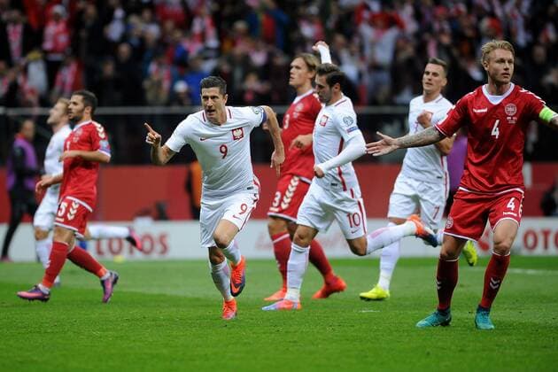 2016.10.08 Warszawa WM Quali 2018 Poland vs Danmark - Robert Lewandowski na 2-0 Foto RafalxRusek PressFocus 2016.10.08 Warszawa Football Representation qualifications World Championship WM Weltmeisterschaft Russia 2018 Poland - Denmark Robert Lewandowski na 2-0 Credit: RafalxRusek PressFocus NEWSPIX.PL --- Newspix.pl FRANCE OUT!  20161008PF_RR112