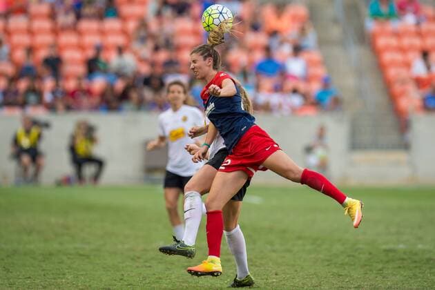 October 9, 2016: Washington Spirit defender Alyssa Kleiner (22) heads the ball during the 2nd half of the NWSL Championship game between the Washington Spirit and the Western New York Flash at BBVA Compass Stadium in Houston, TX. Western New York won on penalty kicks (3-2) after the 2nd overtime period ended with a 2-2 score... CSM NWSL Soccer Championship 2016: Washington Spirit vs Western New York Flash OCT 09 - ZUMAc04_