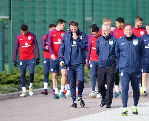 England s Gareth Southgate looks on during training at Tottenham Hotspur Training Centre, London. Picture date October 10th, 2016 Pic David Klein Sportimage EDITORIAL USE ONLY. No use with unauthorised audio, video, data, fixture lists, club league logos or live services. Online in-match use limited to 120 images, no video emulation. No use in betting, games or single club league player publications.