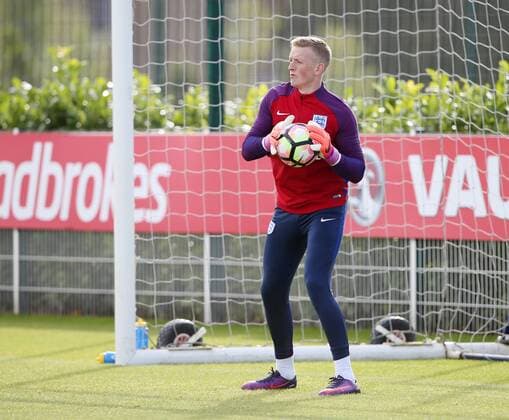 England s Jordan Pickford in action during training at Tottenham Hotspur Training Centre, London. Picture date October 10th, 2016 Pic David Klein Sportimage EDITORIAL USE ONLY. No use with unauthorised audio, video, data, fixture lists, club league logos or live services. Online in-match use limited to 120 images, no video emulation. No use in betting, games or single club league player publications.
