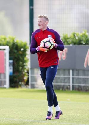 England s Jordan Pickford in action during training at Tottenham Hotspur Training Centre, London. Picture date October 10th, 2016 Pic David Klein Sportimage EDITORIAL USE ONLY. No use with unauthorised audio, video, data, fixture lists, club league logos or live services. Online in-match use limited to 120 images, no video emulation. No use in betting, games or single club league player publications.